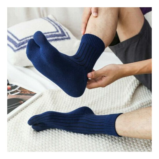 5 Pair Men Cotton Tabi Socks Two Toe Socks Japanese Style Assorted Color Casual image {1}