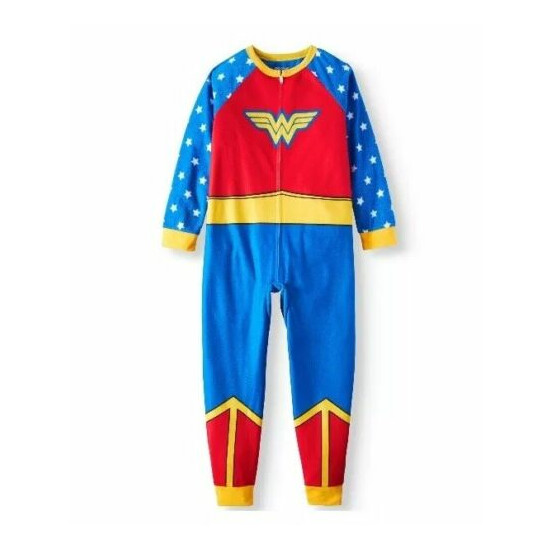 DC Comics Superhero Girls Wonder Woman Sleeper Pajama One PIece Size XS 4-5 image {1}