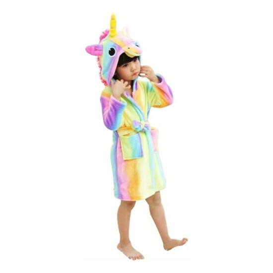 Soft Unicorn Hooded Bathrobe Sleepwear - Unicorn Gifts Loungewear(6-7year) image {1}
