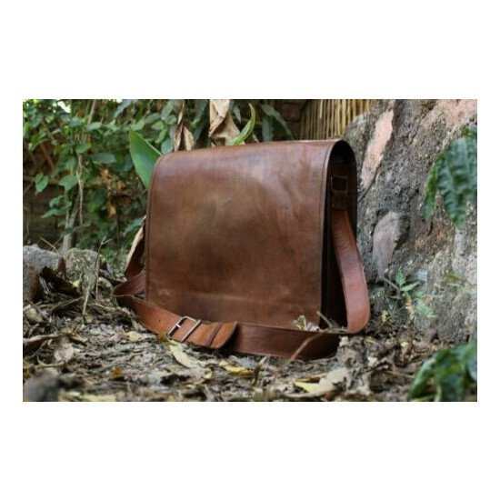 Men's Real Leather Vintage Brown Messenger Shoulder Laptop Bag Briefcase New image {4}