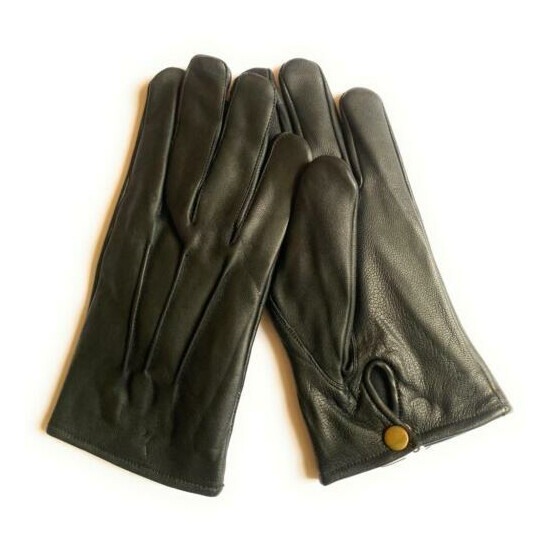 Men Winter Genuine Sheep Leather Dress Driving Glove with warm lining of Fleece image {1}