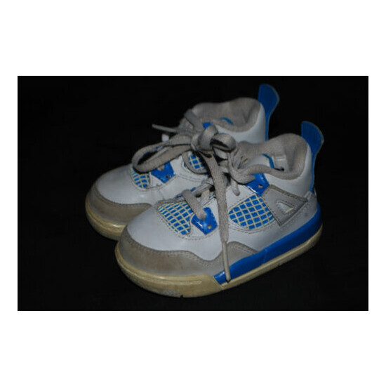 Toddlers Air Jordan Retro 4 IV Miltary Blue / White Sneakers (4.5C) 308500-105 image {3}