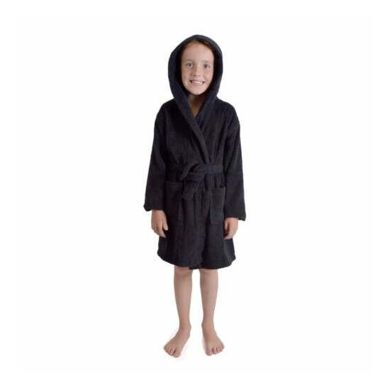 Kids Childrens 100% Cotton Bathrobe Terry Towelling Hooded Bath Robe Gown 7 - 13 image {2}