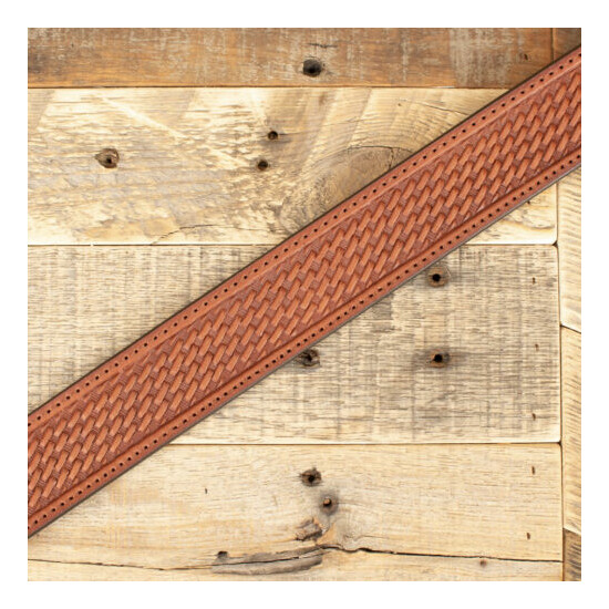Amish Handmade Basketweave Embossed Ranger Belt - Yoder Leather image {8}