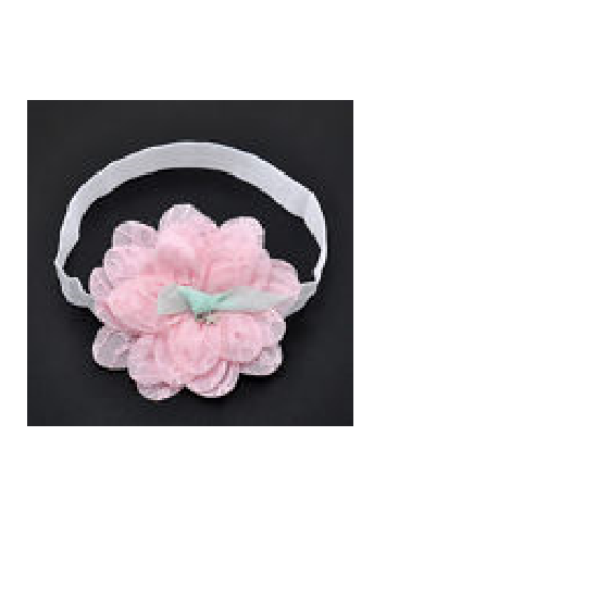Little Girl Toddler Hairband Infant Kid Headdress Big Flower Lace Bow Pink/Green image {1}
