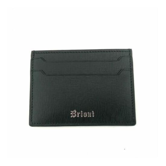 Y-041667 New Brioni Black Leather Credit Card Holder Wallet image {1}