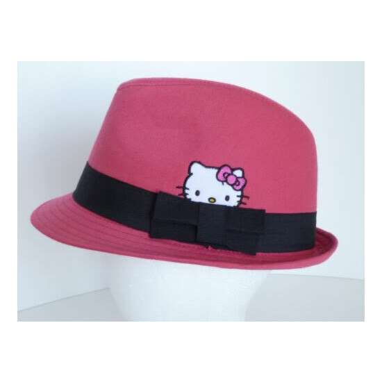 Hello Kitty Pink Black Band 100% Cotton One Size Youth Trilby Hat Sanrio image {1}