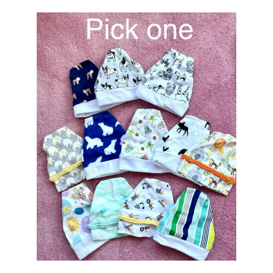 Animals and more novelty prints baby beanie -stretch knit - handmade  image {1}