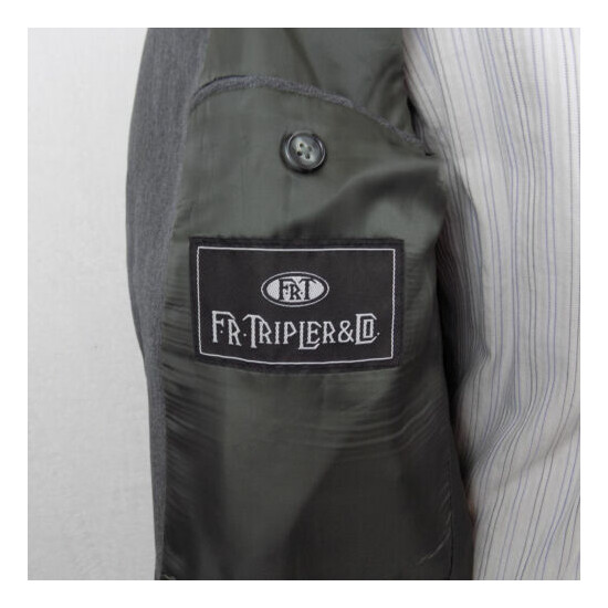 F R Tripler & Co. Mens Size 44R Three Button Blazer Suit Jacket Gray Wool FRT image {2}