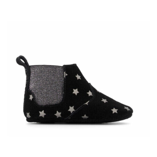 IKKS black suede star print crib shoes size 17/18 baby shower gift image {2}