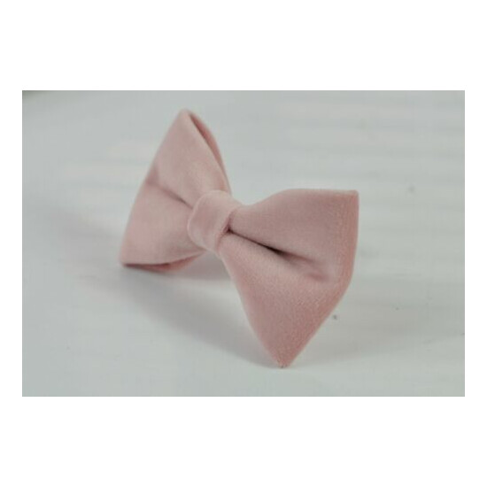 Blush Dusty Pink Velvet Bow tie + Brown Elastic Suspenders for Men / Youth / Boy image {4}