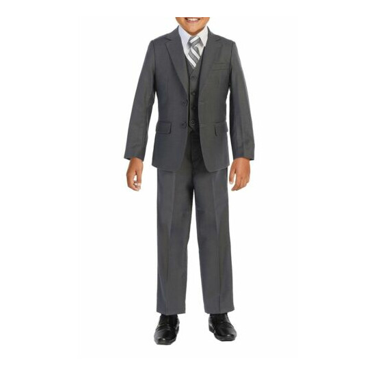 Boys Formal Three Piece Kids Suit Set - 5PC - Jacket, Shirt, Tie, Vest, Pants image {2}
