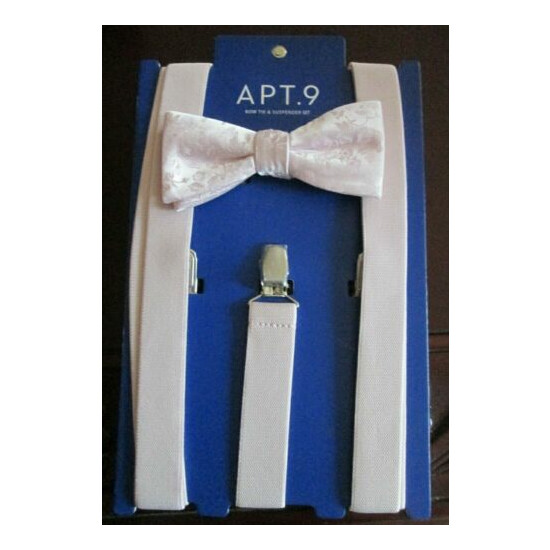 Apt. 9 Pale Pink Suspenders w Jacquard Bowtie Adult Unisex Easter Wedding Spring image {2}