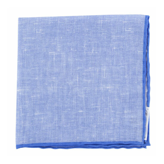 $100 Fiori Di Lusso Blue Solid Linen Pocket Square - x - (805) image {1}