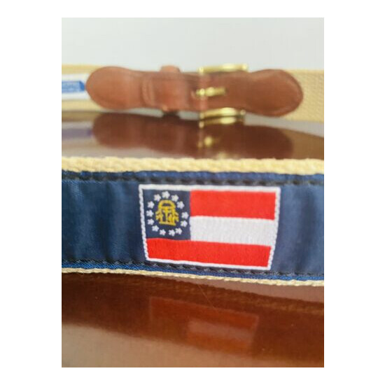 VOLUNTEER TRADITIONS CANVAS WITH LEATHER TABS FLAGS MOTIF BELT SIZE 32/80cm.. image {4}