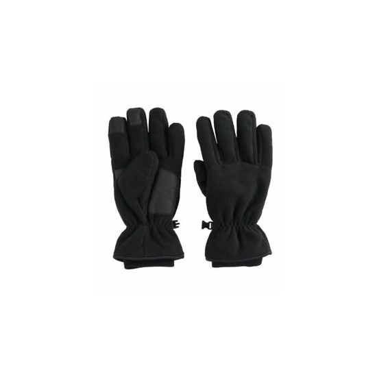 New Men's Tek Gear Microfleece Tech Touch Waterproof Cuffed Gloves - Black Color image {1}