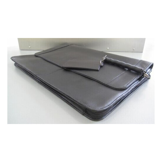 NWOT Dilana Jet Black Smooth Leather Portfolio Case Brief Bag Flash Sale! image {3}