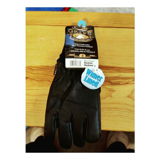 Wells Lamont Men’s Grips Thinsulate Leather Gloves Sz Medium Winter Lined image {1}