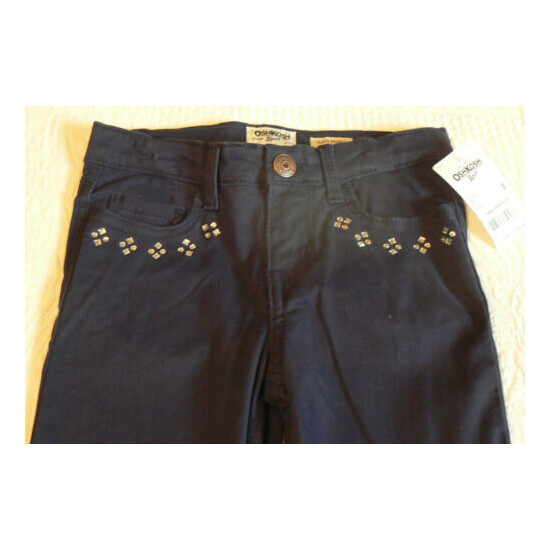 NEW Osh Kosh Super Skinny sz.5 Girls Navy Blue pants w/Bling front pockets NWT image {2}