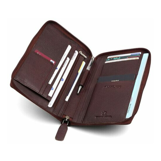 Leather Cheque Book Document Holder for Men Brown US  image {2}