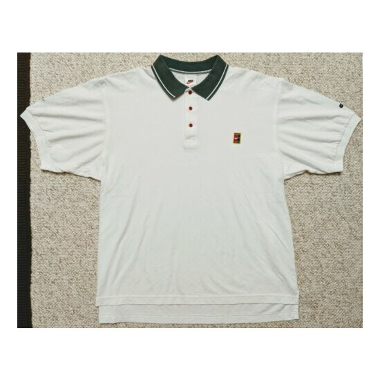 Very Rare Nike Court White Medium M Polo Shirt Sampras Agassi Federer Rafa Nadal image {1}