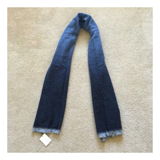 NWT Vince Men blue degrade ombre wool scarf- Made in Italy image {5}