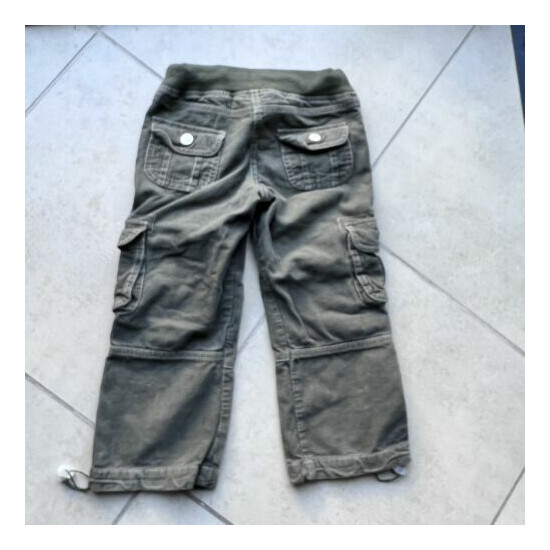 Mini Boden Size 3- 4 Kids Corduroy Pants Olive-green Drawstring Pockets. image {3}