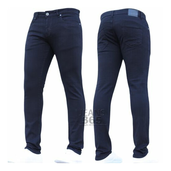 Kids Jeans Boys Skinny Stretch Plain Denim Pants Childrens Blue Black  image {3}