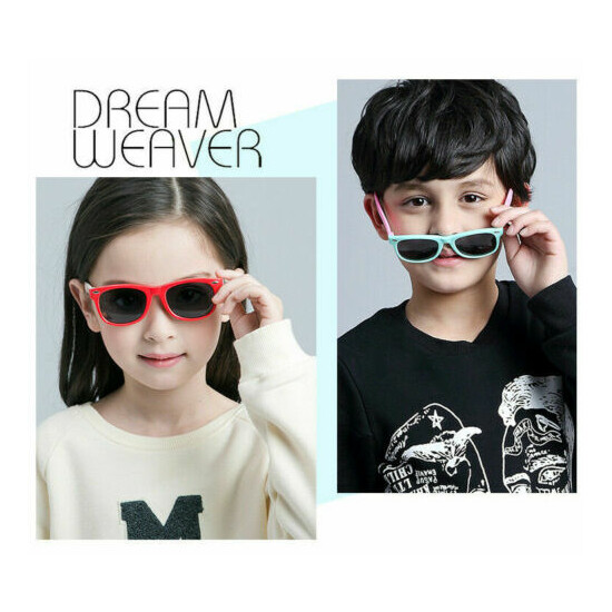 Kids Polarized Sunglasses UV400 Rectangular Boys Girls Shades Fashion Retro I373 image {1}