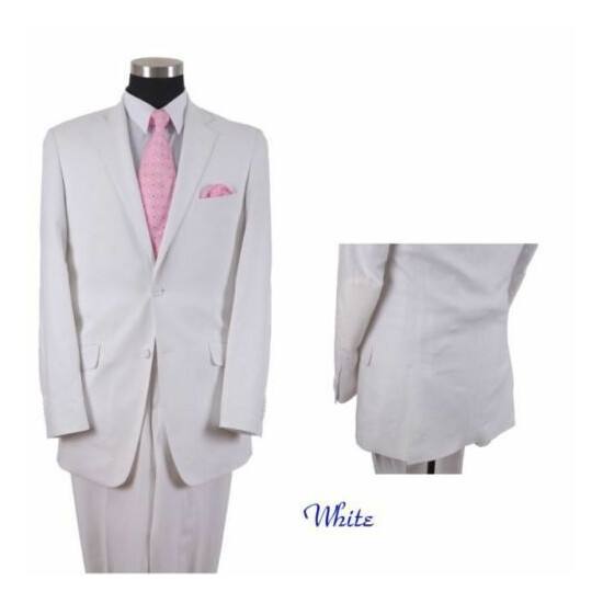 Men's 2 button linen suit with pants white, black, navy, blue L613 Fortino Landi image {7}