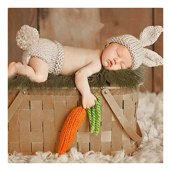 Newborn Photography Props Baby Boy Girl Happy Easter Bunny Outfits Handmade C... image {2}