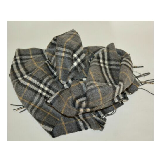  NWT BURBERRY GREY VINTAGE CHECK 100% CASHMERE SCARF image {5}
