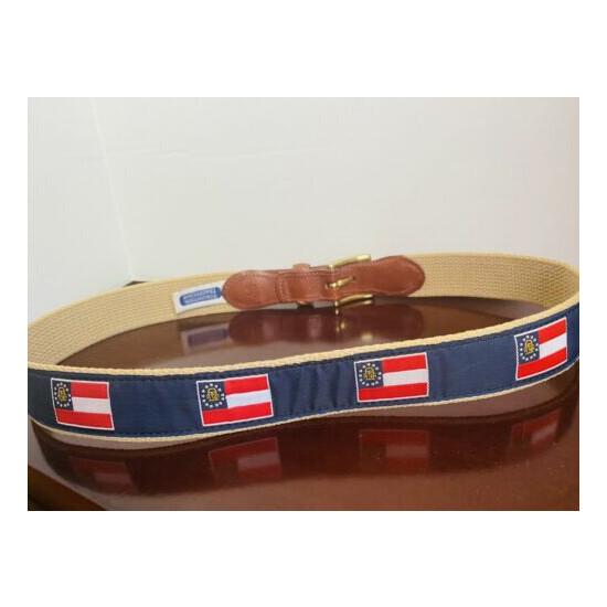 VOLUNTEER TRADITIONS CANVAS WITH LEATHER TABS FLAGS MOTIF BELT SIZE 32/80cm.. image {3}