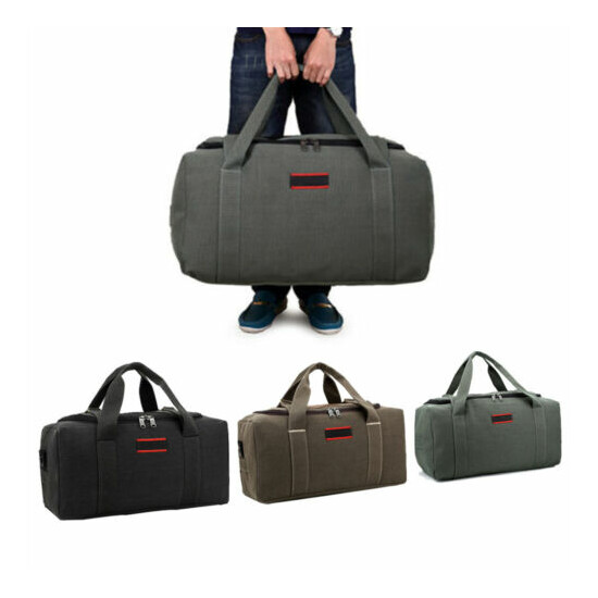 55L/75L Travel Canvas Duffle Bag Sports Gym Shoulder Bag Carry on Luggage f/ Men image {1}