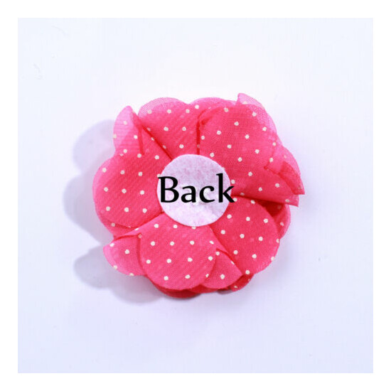 50PCS 5CM Fashion Dot Chiffon Fabric Flowers For Head Wear Plaid Flower image {4}