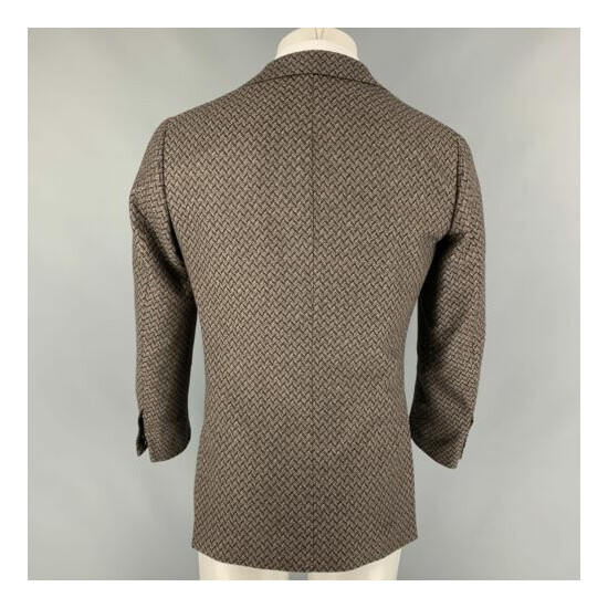 BRILLA Size US 34 Brown & Beige Herringbone Wool Single Breasted Sport Coat image {4}