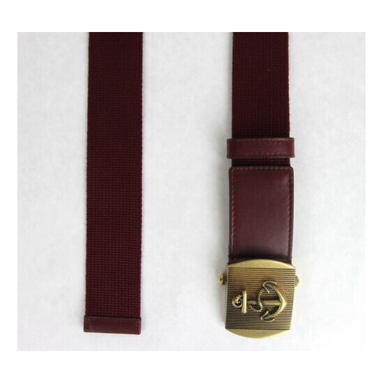 New Gucci Men's Burgundy Fabric Belt Military Anchor Brass Buckle 375191 6148 image {3}