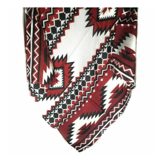 Wyoming Traders Wild Rag Southwest Print Red / Black 100% Silk Scarf - 34.5" image {1}