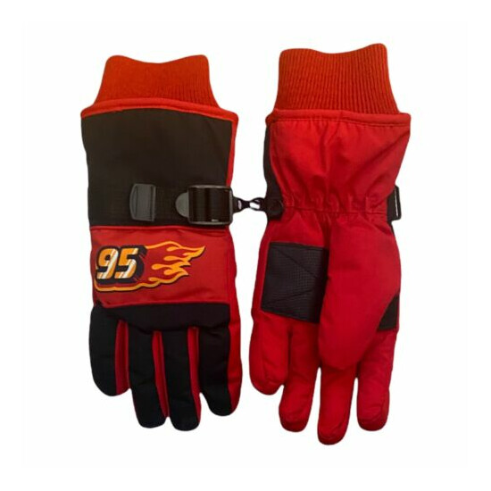 Disney Cars Children's Waterproof Winter Outdoor Gloves Red (Size: M/L) image {2}