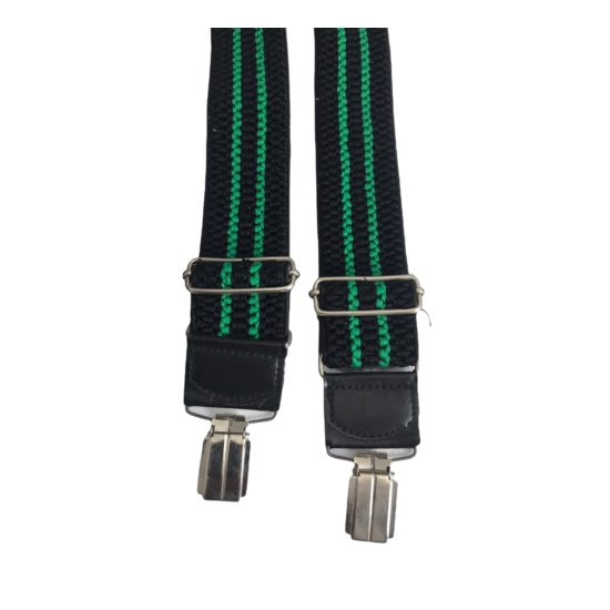 Green & Black Action Thick Y-Shape Adjustable 4-Clip Braces Suspenders image {1}
