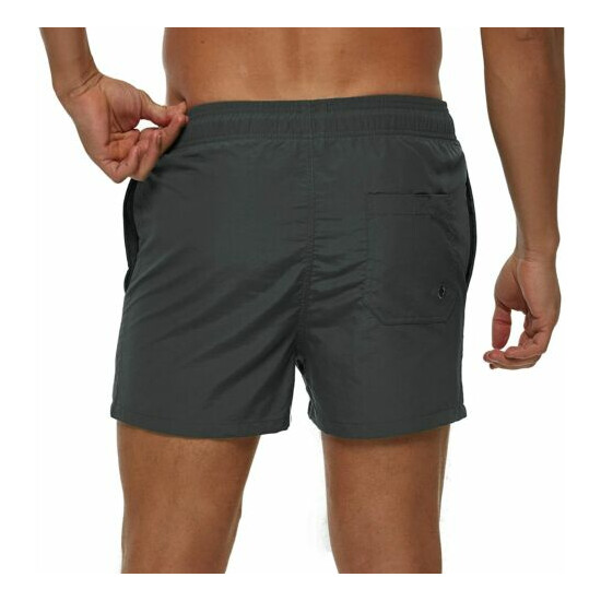 SILKWORLD Men's Slim Swim Shorts with Zipper Pockets Quick Dry Swimsuit Sports S image {2}