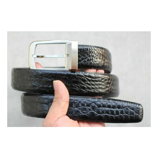 Luxury Black Real Alligator ,Crocodile Leather Skin MEN'S Belt - W 1.3 inch image {2}