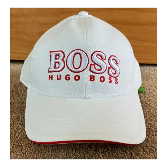 NWT Men's HUGO BOSS Logo Cap With Adjustable Strap White, Navy, Brown, Blue image {2}