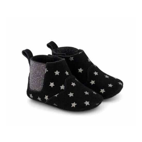 IKKS black suede star print crib shoes size 17/18 baby shower gift image {1}