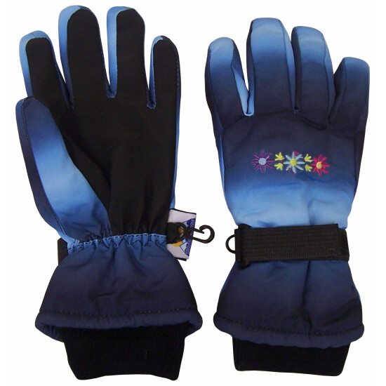 NICE CAPS Girls Childrens Thinsulate Waterproof Floral Ski Winter Snow Gloves image {2}