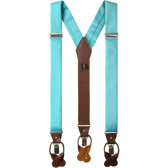 Jacob Alexander Men's Polka Dot Y-Back Suspenders Braces Convertible Leather End image {4}
