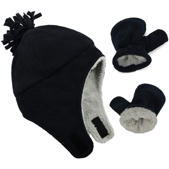 Zando Baby Boy Sherpa Lined Warm Fleece Pilot Hat Infant Toddler Winter Hat Mitt image {8}