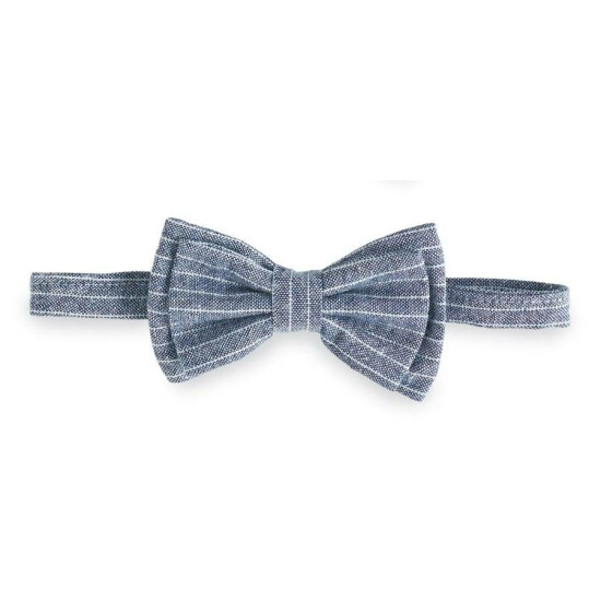 Mud Pie Easter Boys Blue Gingham or Chambray Stripe Bow Tie image {2}