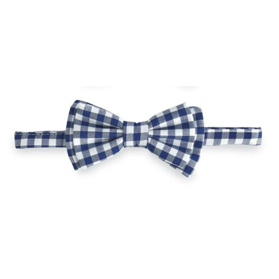 Mud Pie Easter Boys Blue Gingham or Chambray Stripe Bow Tie image {3}