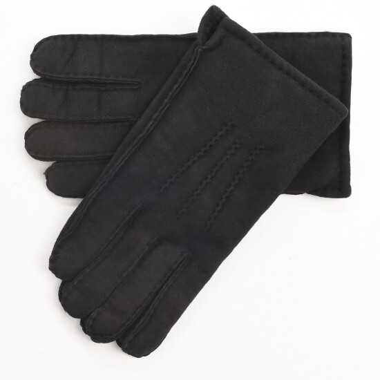 Mens Gents Super Soft Luxury Genuine Soft Real Sheepskin Winter Gloves Tan Black image {3}